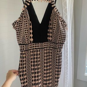 Black and Pink Sleeveless Halter Sheath Dress